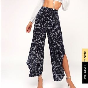 Polka dot pants with slits